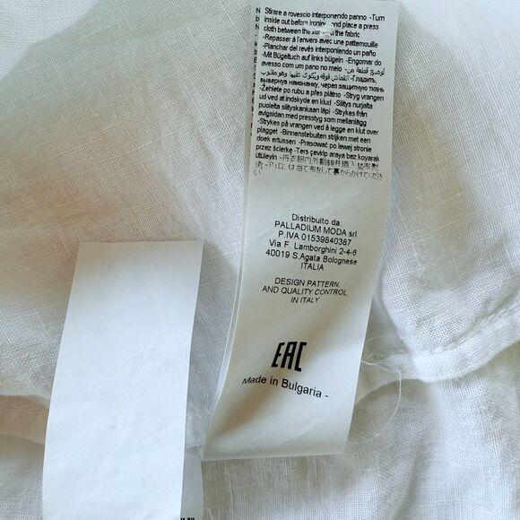 NWT 120% Lino Belted Linen Button Front Pintuck Detail Shirt Dress in White Sz S - Picture 7 of 11